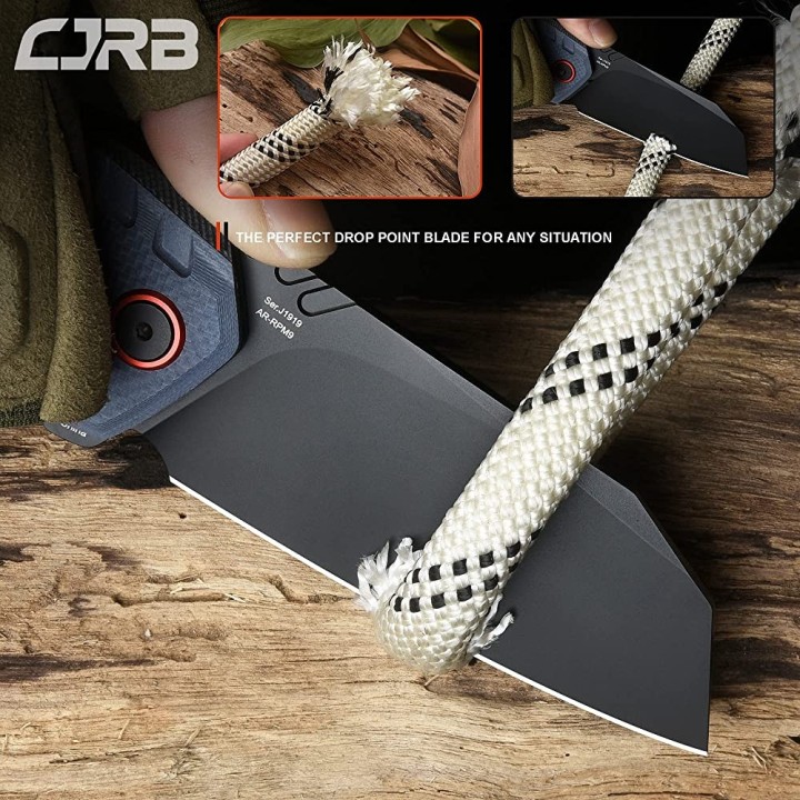 Couteau CJRB Tigris Blue/Black Lame Acier AR-RPM9 Manche G10 IKBS J1919BU - Livraison Gratuite