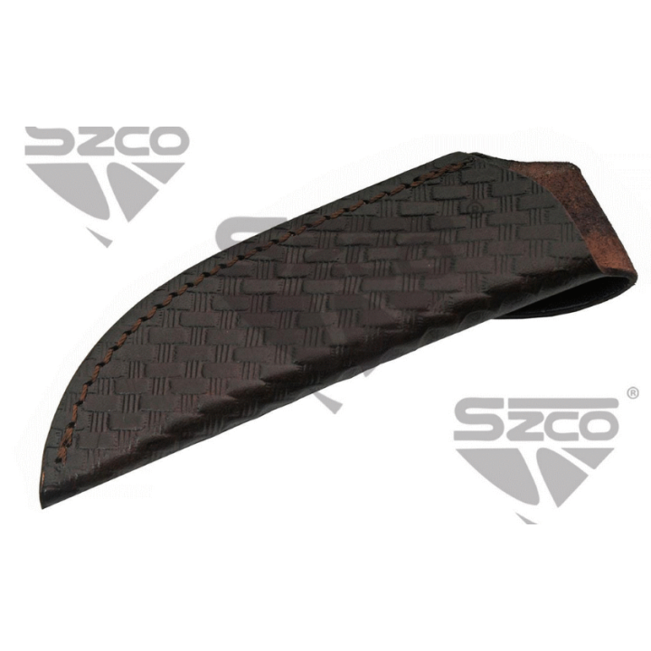 Couteau Skinner Damas 256 Couches Manche Bois de Chevreuil/Corne Etui Cuir DM1294SG - Livraison Gratuite