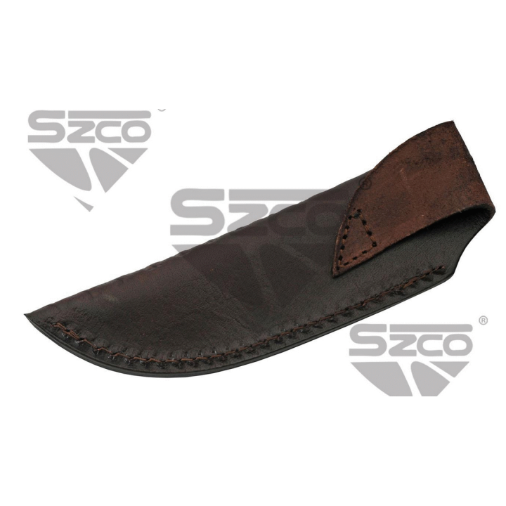 Couteau Skinner Damas 256 Couches Manche Bois de Chevreuil/Corne Etui Cuir DM1294SG - Livraison Gratuite