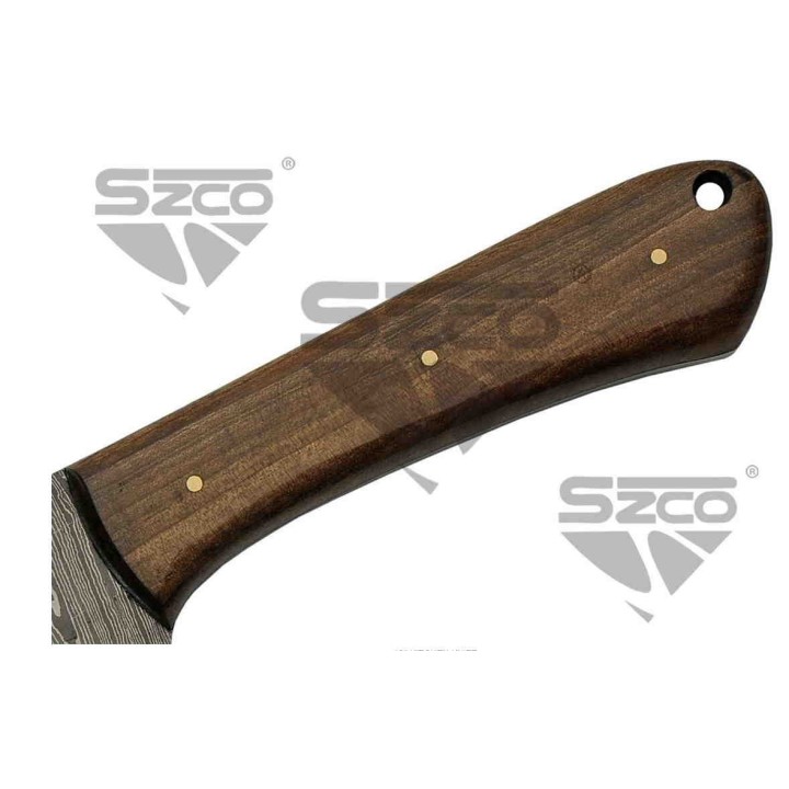 Couteau Damas Bushcraft & Cuisine Lame 256 Couches Manche Noyer Etui Cuir DM1279 - Livraison Gratuite