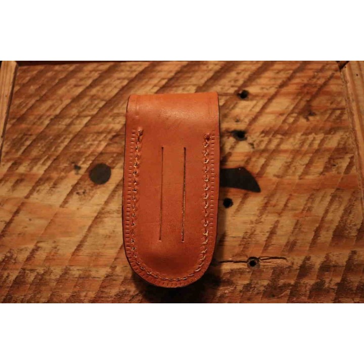 Couteau Damas Twisted Wood Lame 128 Couches Manche Bois Lockback Etui Cuir DM1284 - Livraison Gratuite