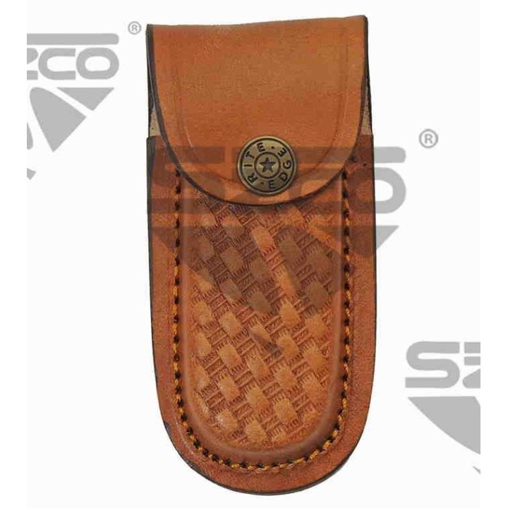 Couteau Damas Twisted Wood Lame 128 Couches Manche Bois Lockback Etui Cuir DM1286 - Livraison Gratuite