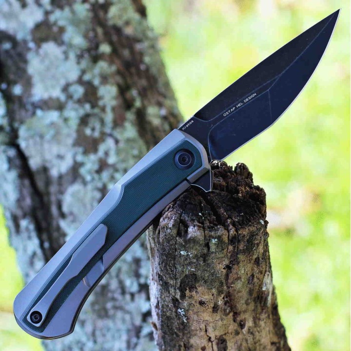 Couteau Kansept Kratos Green Lame Acier S35VN Manche G10/Titane IKBS Clip K1024A2 - Livraison Gratuite