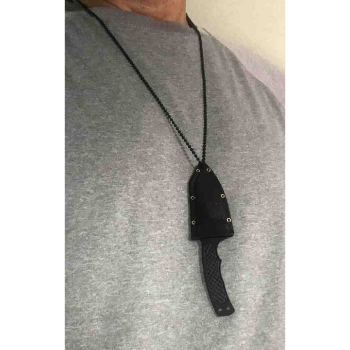 Couteau de Cou ABKT Tac Recon Ops Neck Lame Acier 8Cr13MoV Etui GRN AB017 - Livraison Gratuite