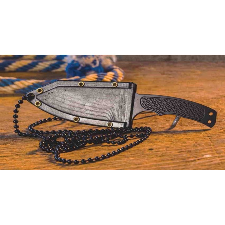 Couteau de Cou ABKT Tac Recon Ops Neck Lame Acier 8Cr13MoV Etui GRN AB017 - Livraison Gratuite