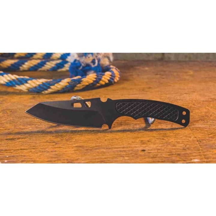 Couteau de Cou ABKT Tac Recon Ops Neck Lame Acier 8Cr13MoV Etui GRN AB017 - Livraison Gratuite