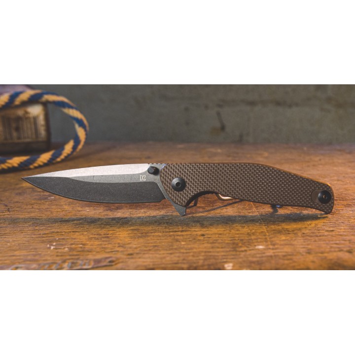 Couteau Tactical ABKT Tac Catalyst Tan Lame Acier D2 Manche G-10 IKBS Linerlock Clip AB1026T - Livraison Gratuite