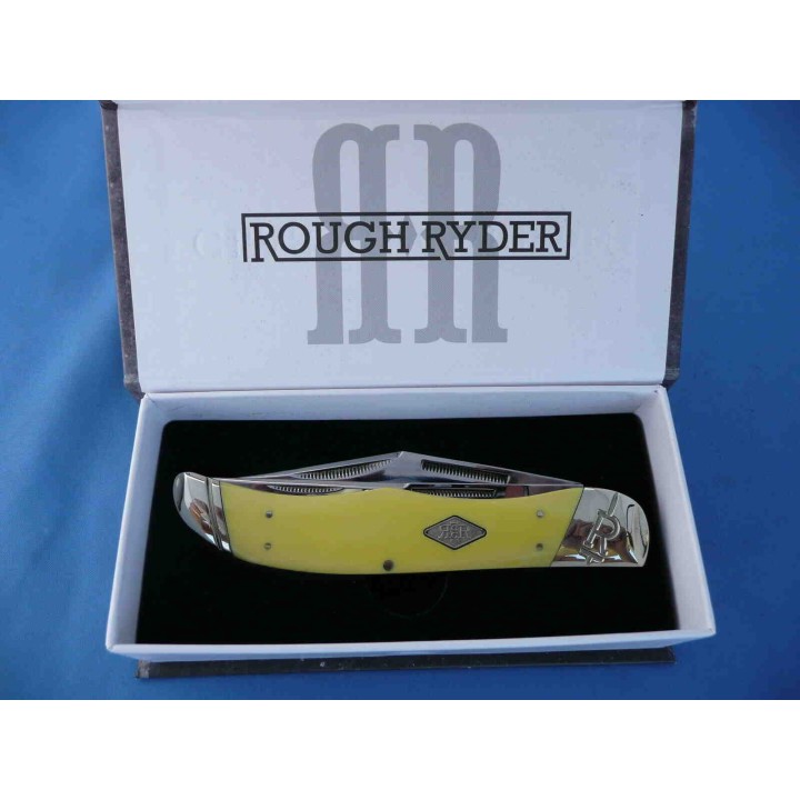 Couteau Rough Rider Folding Hunter Carbon Yellow Manche Abs 2 Lames Acier T10 RR1742 - Livraison Gratuite