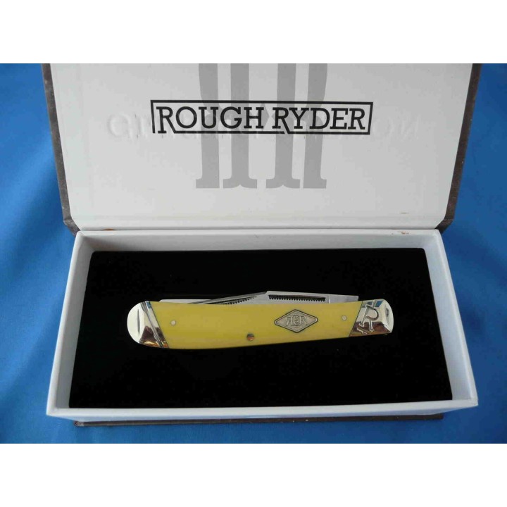 Couteau Rough Rider Trapper Carbon Yellow Manche Abs 2 Lames Acier T10 RR1731 - Livraison Gratuite