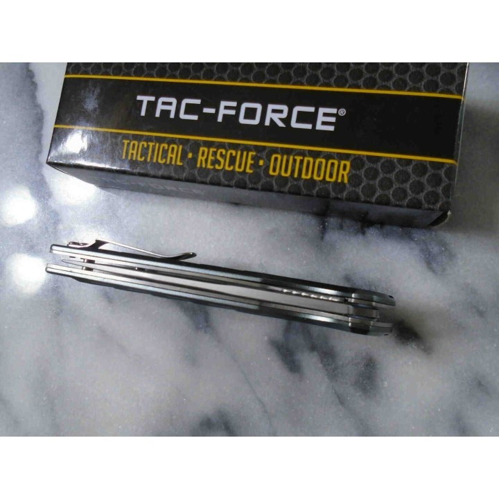 Couteau Tactical Urban Tanto Tac Force A/O Lame 3Cr13 Manche Aluminium Linerlock Clip TF1034GY - Livraison Gratuite
