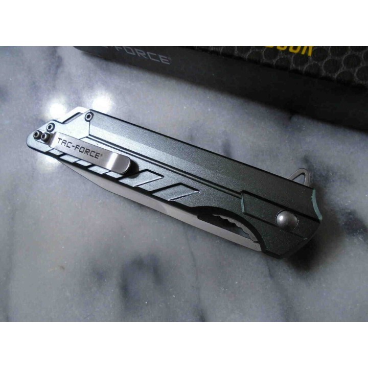 Couteau Tactical Urban Tanto Tac Force A/O Lame 3Cr13 Manche Aluminium Linerlock Clip TF1034GY - Livraison Gratuite