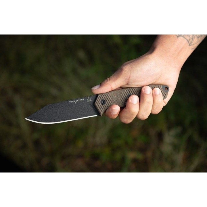 Couteau Bushcraft TOPS Knives Trail Seeker Lame Acier 1095 Manche Micarta Etui Kydex USA TPTLSR01 - Livraison Gratuite