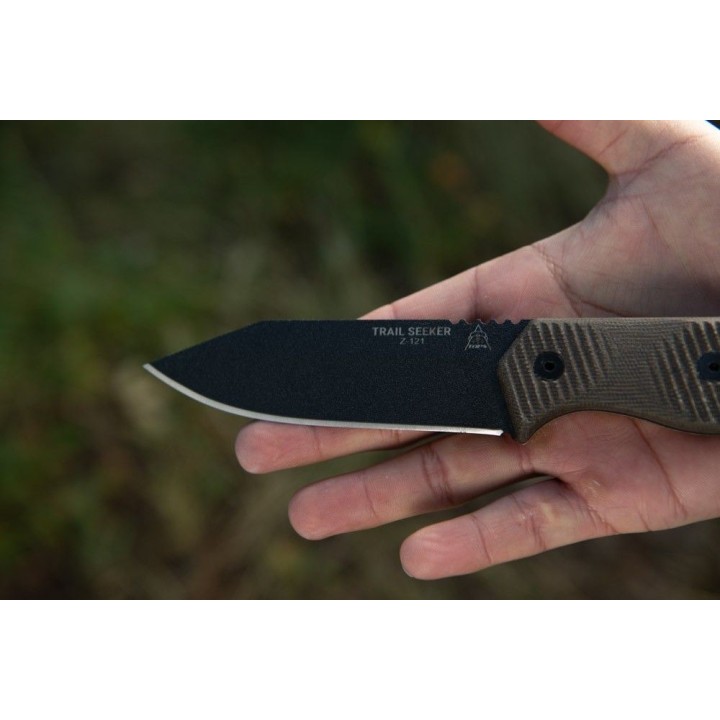 Couteau Bushcraft TOPS Knives Trail Seeker Lame Acier 1095 Manche Micarta Etui Kydex USA TPTLSR01 - Livraison Gratuite