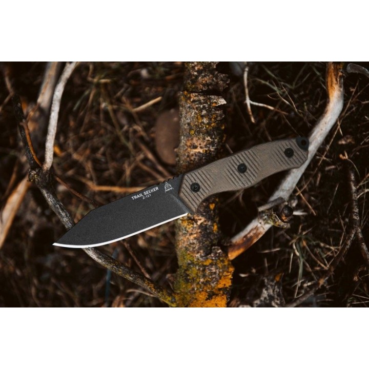 Couteau Bushcraft TOPS Knives Trail Seeker Lame Acier 1095 Manche Micarta Etui Kydex USA TPTLSR01 - Livraison Gratuite