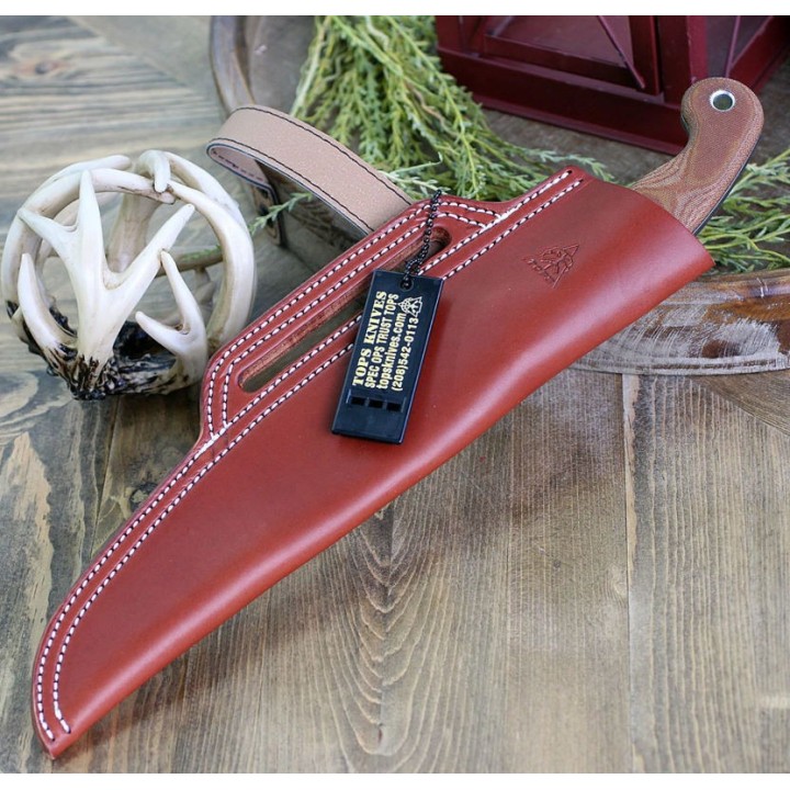 Couteau De Survie TOPS Earth Skills Acier Carbone 1095 Manche Micarta Etui Cuir Made In USA TPESK01 - Livraison Gratuite