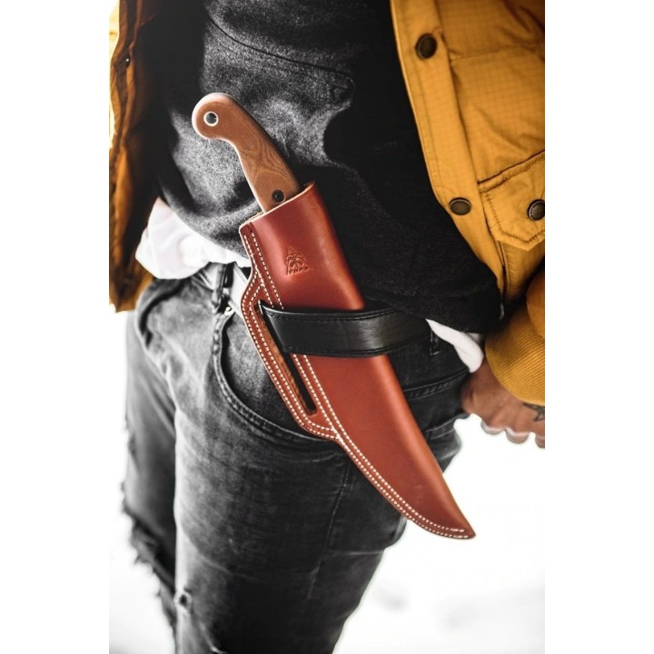 Couteau De Survie TOPS Earth Skills Acier Carbone 1095 Manche Micarta Etui Cuir Made In USA TPESK01 - Livraison Gratuite