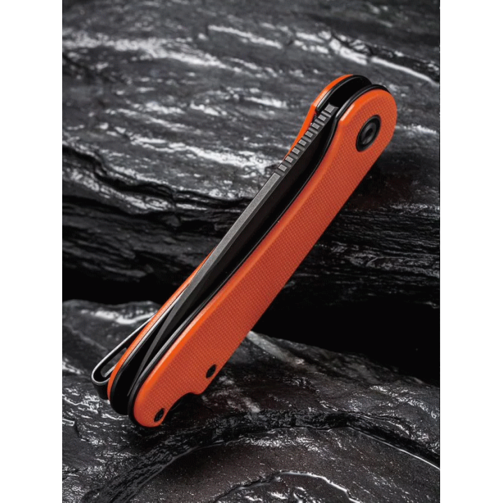 Couteau CIVIVI Elementum Orange Lame Acier D2 Black Manche G-10 IKBS Clip CIVC907Y- Livraison Gratuite