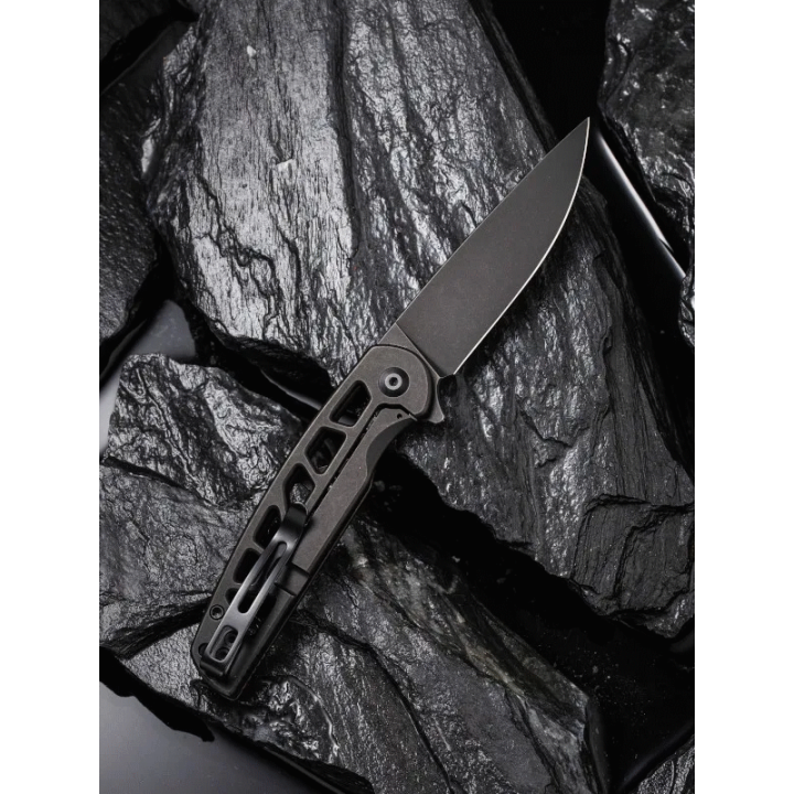 Couteau Civivi Perf Black Lame Acier Nitro-V Manche Acier Roulement IKBS Framelock Clip CIVC20006B - Livraison Gratuite