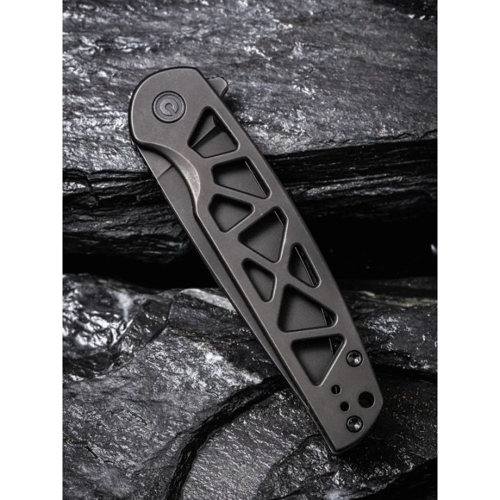 Couteau Civivi Perf Black Lame Acier Nitro-V Manche Acier Roulement IKBS Framelock Clip CIVC20006B - Livraison Gratuite