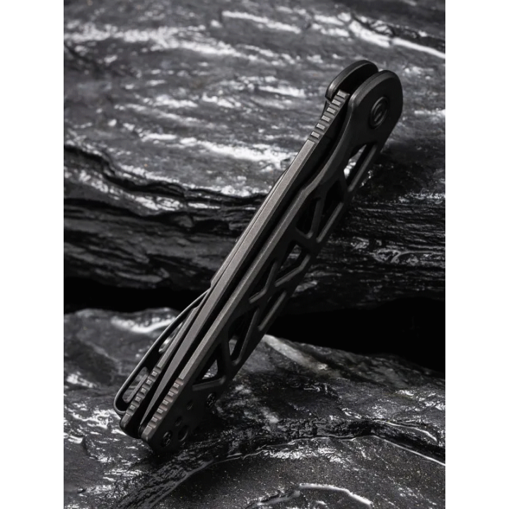 Couteau Civivi Perf Black Lame Acier Nitro-V Manche Acier Roulement IKBS Framelock Clip CIVC20006B - Livraison Gratuite