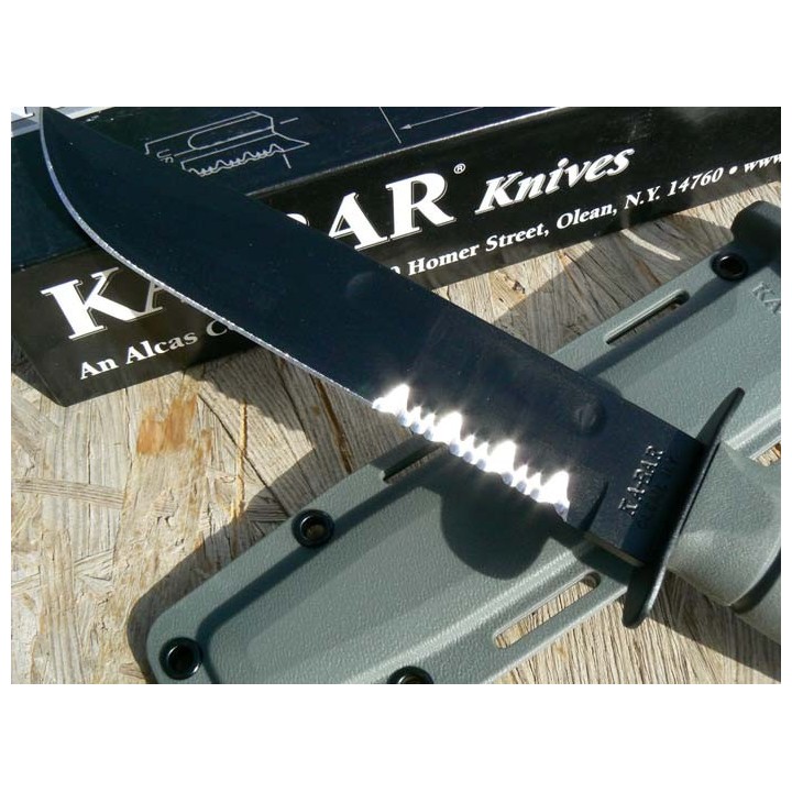 Couteau de Combat Ka-Bar Fighting Knife Acier Carbone 1095 Serrated Manche Kraton Made In USA KA5012 - Livraison Gratuite