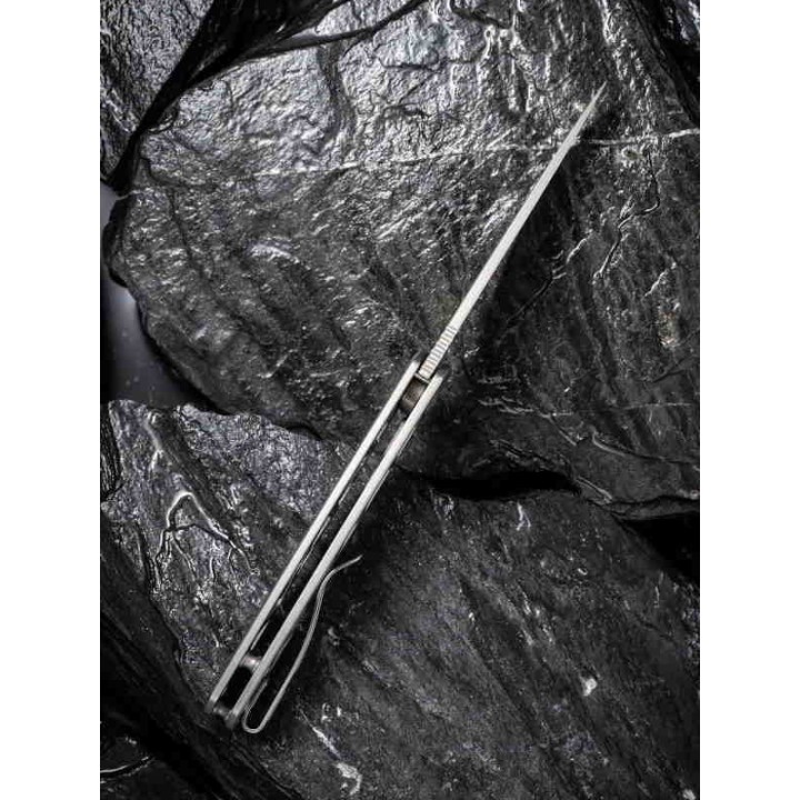Couteau Civivi Perf Grey Lame Acier Nitro-V Manche Acier Roulement IKBS Framelock Clip CIVC20006A - Livraison Gratuite