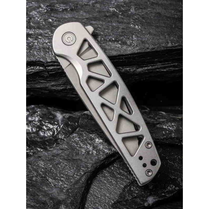 Couteau Civivi Perf Grey Lame Acier Nitro-V Manche Acier Roulement IKBS Framelock Clip CIVC20006A - Livraison Gratuite