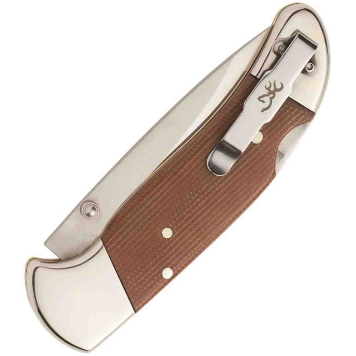 Couteau Browning Guide Series Lame Acier 14C28N Manche Micarta Clip Made In USA BR0453 - Livraison Gratuite