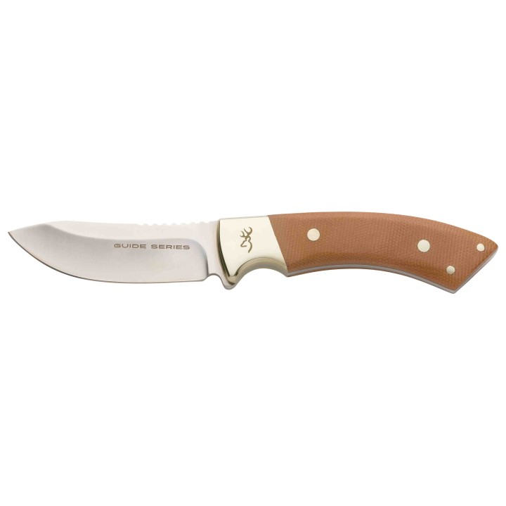 Couteau Browning Guide Series Skinner Lame Acier 14C28N Manche Micarta Etui Cuir Made USA BR0451 - Livraison Gratuite