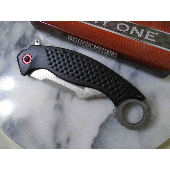 Gros Couteau Karambit A/O Lame Acier 440 Manche Plastique Linerlock Clip Rough Rider RR2192 - Livraison Gratuite