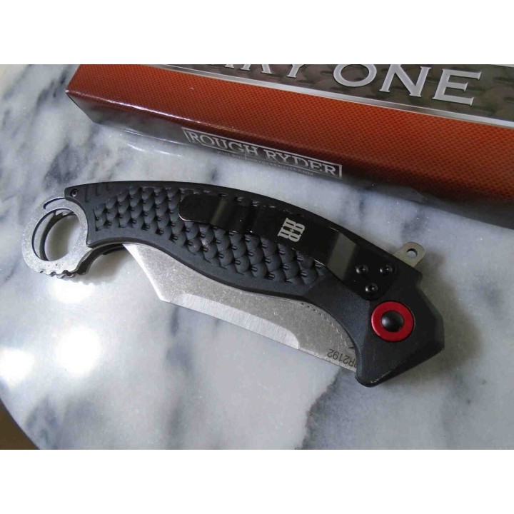 Gros Couteau Karambit A/O Lame Acier 440 Manche Plastique Linerlock Clip Rough Rider RR2192 - Livraison Gratuite