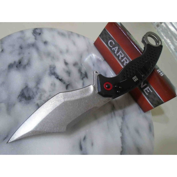 Gros Couteau Karambit A/O Lame Acier 440 Manche Plastique Linerlock Clip Rough Rider RR2192 - Livraison Gratuite