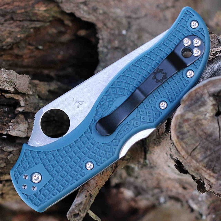 Couteau Spyderco Stretch 2 Blue Lame Acier K390 Manche FRN Lockback Made In Japan SC90FP2K390 - Livraison Gratuite