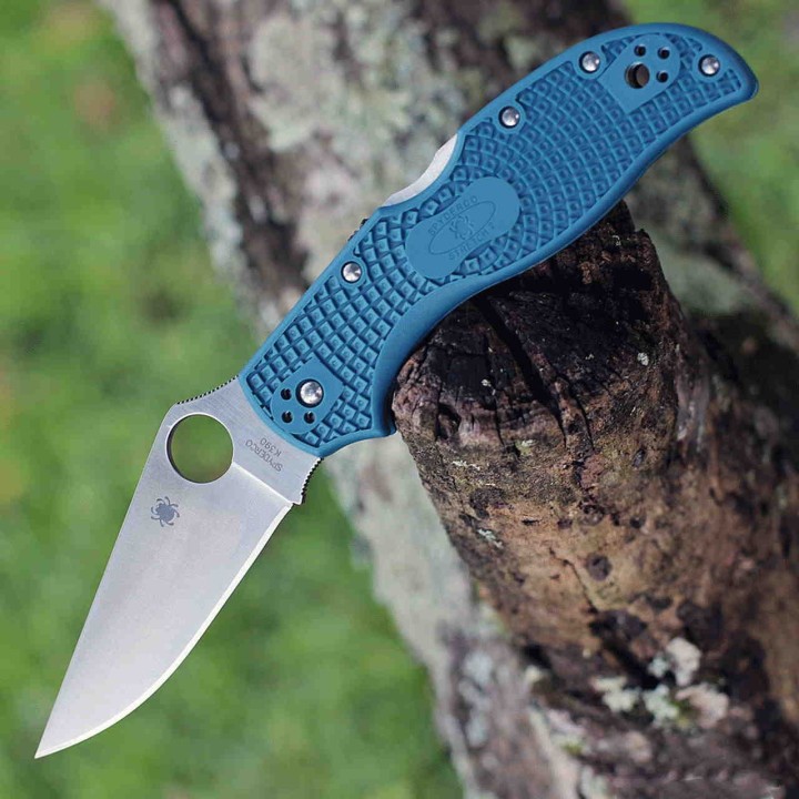 Couteau Spyderco Stretch 2 Blue Lame Acier K390 Manche FRN Lockback Made In Japan SC90FP2K390 - Livraison Gratuite