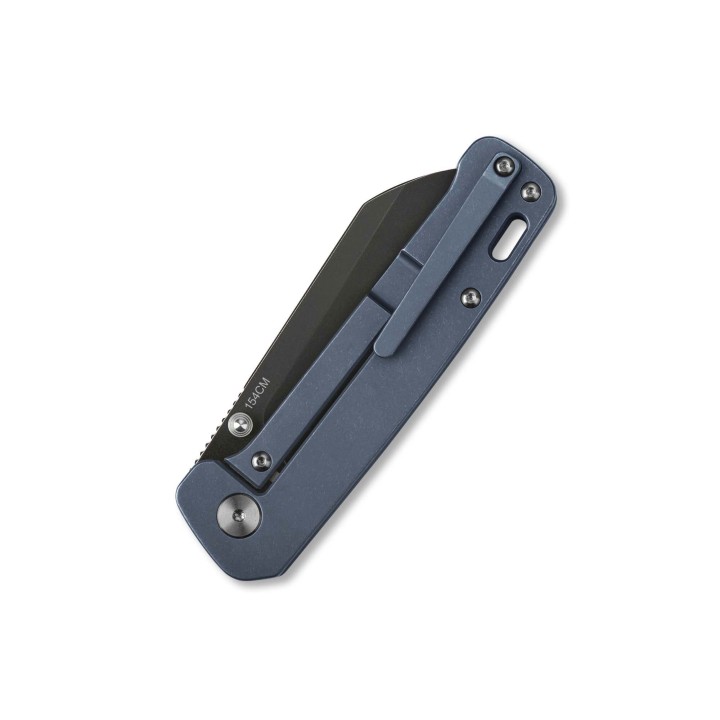 Couteau QSP Knife Penguin Ti Blue Lame Acier 154CM Manche Titane IKBS Framelock Clip QS130S - Livraison Gratuite