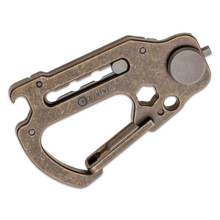 Couteau Mousqueton CIVIVI Polymorph Bronze Carabiner Lame Acier 9Cr18MoV Manche Titane CIVC200452 - Livraison Gratuite
