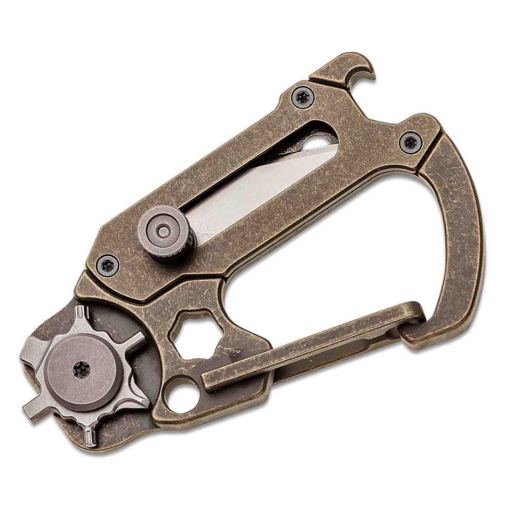Couteau Mousqueton CIVIVI Polymorph Bronze Carabiner Lame Acier 9Cr18MoV Manche Titane CIVC200452 - Livraison Gratuite