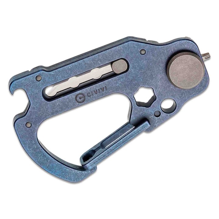 Couteau Mousqueton CIVIVI Polymorph Blue Carabiner Lame Acier 9Cr18MoV Manche Titane CIVC200453 - Livraison Gratuite