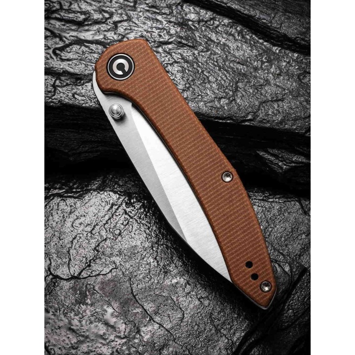 Couteau CIVIVI Hadros Brown Lame Acier 10Cr15CoMoV Manche Micarta IKBS Linerlock Clip CIVC200042 - Livraison Gratuite