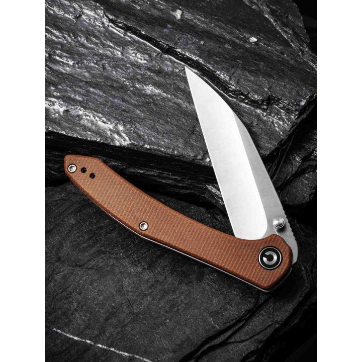 Couteau CIVIVI Hadros Brown Lame Acier 10Cr15CoMoV Manche Micarta IKBS Linerlock Clip CIVC200042 - Livraison Gratuite