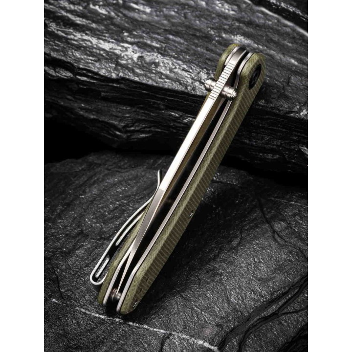 Couteau CIVIVI Hadros Olive Lame Acier 10Cr15CoMoV Manche Micarta IKBS Linerlock Clip CIVC200043 - Livraison Gratuite