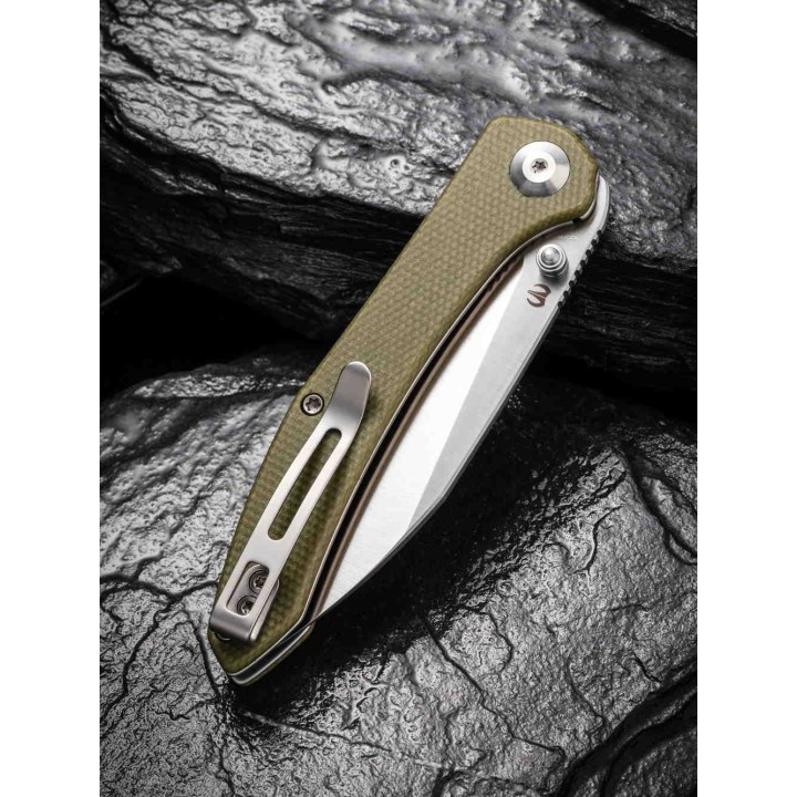 Couteau CIVIVI Hadros Olive Lame Acier 10Cr15CoMoV Manche Micarta IKBS Linerlock Clip CIVC200043 - Livraison Gratuite