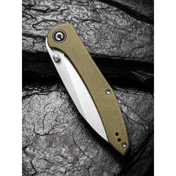 Couteau CIVIVI Hadros Olive Lame Acier 10Cr15CoMoV Manche Micarta IKBS Linerlock Clip CIVC200043 - Livraison Gratuite