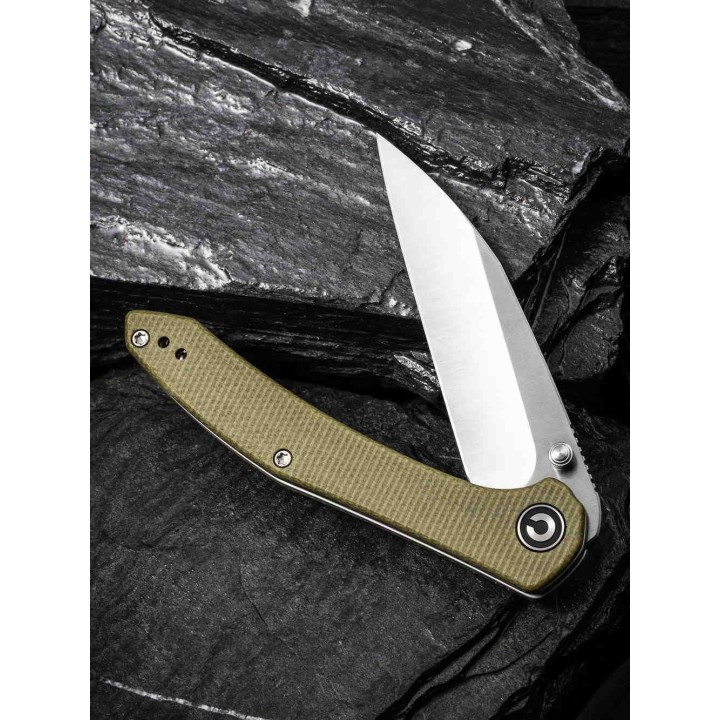 Couteau CIVIVI Hadros Olive Lame Acier 10Cr15CoMoV Manche Micarta IKBS Linerlock Clip CIVC200043 - Livraison Gratuite