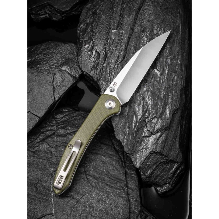 Couteau CIVIVI Hadros Olive Lame Acier 10Cr15CoMoV Manche Micarta IKBS Linerlock Clip CIVC200043 - Livraison Gratuite