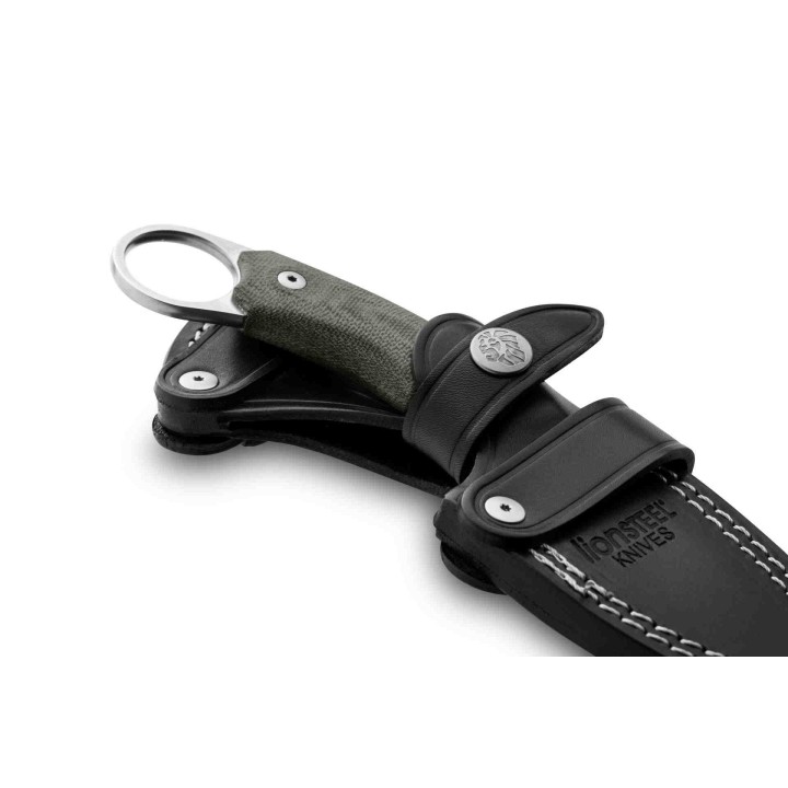 Couteau Karambit LionSteel H2 Lame Acier M390 Manche Green Micarta Etui Cuir Made Italy LSTH2CVG - Livraison Gratuite