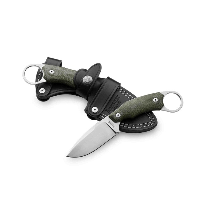 Couteau Karambit LionSteel H2 Lame Acier M390 Manche Green Micarta Etui Cuir Made Italy LSTH2CVG - Livraison Gratuite