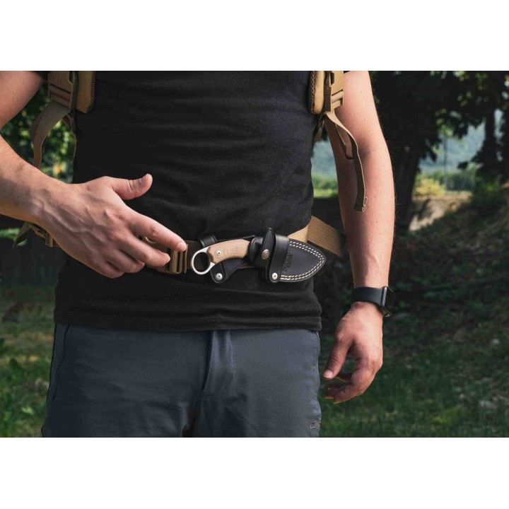 Couteau Karambit LionSteel H2 Lame Acier M390 Manche Natural Micarta Etui Cuir Made Italy LSTH2CVN - Livraison Gratuite