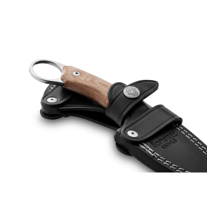 Couteau Karambit LionSteel H2 Lame Acier M390 Manche Natural Micarta Etui Cuir Made Italy LSTH2CVN - Livraison Gratuite