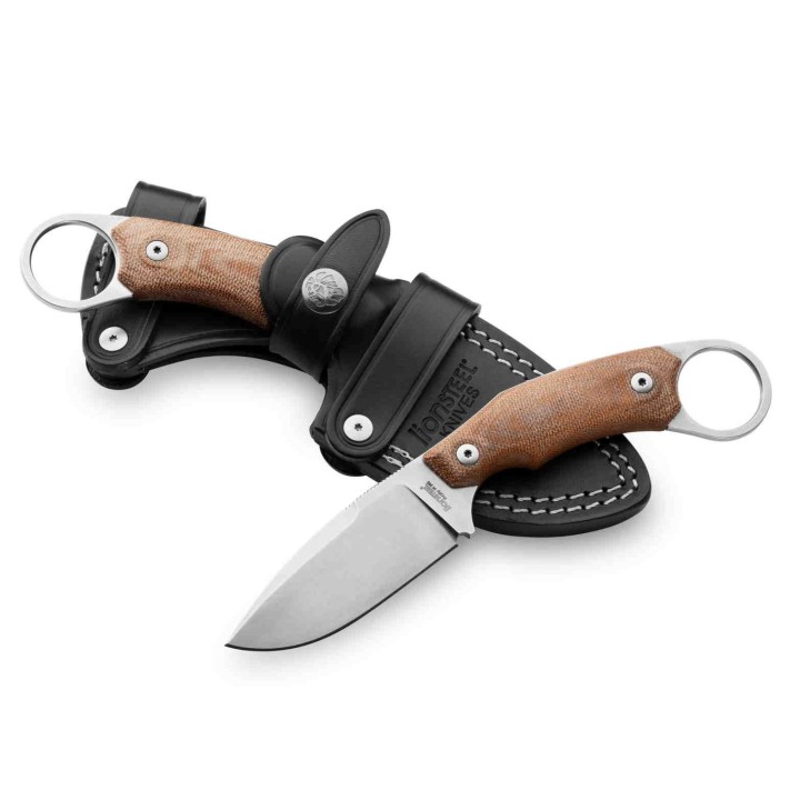 Couteau Karambit LionSteel H2 Lame Acier M390 Manche Natural Micarta Etui Cuir Made Italy LSTH2CVN - Livraison Gratuite